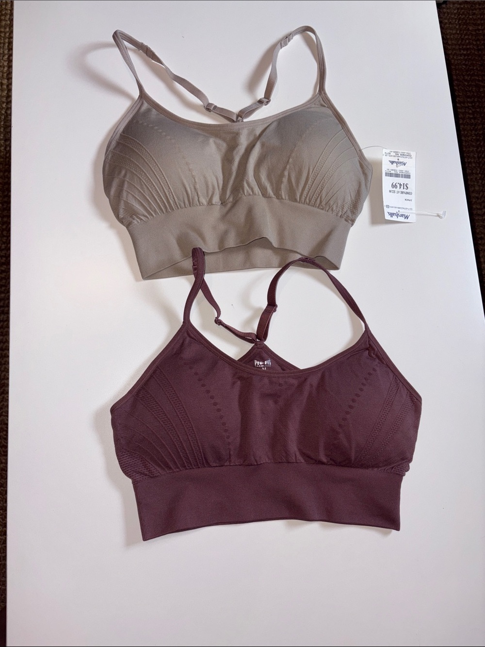 Seamless Support Bralette Duo in Taupe and Plum